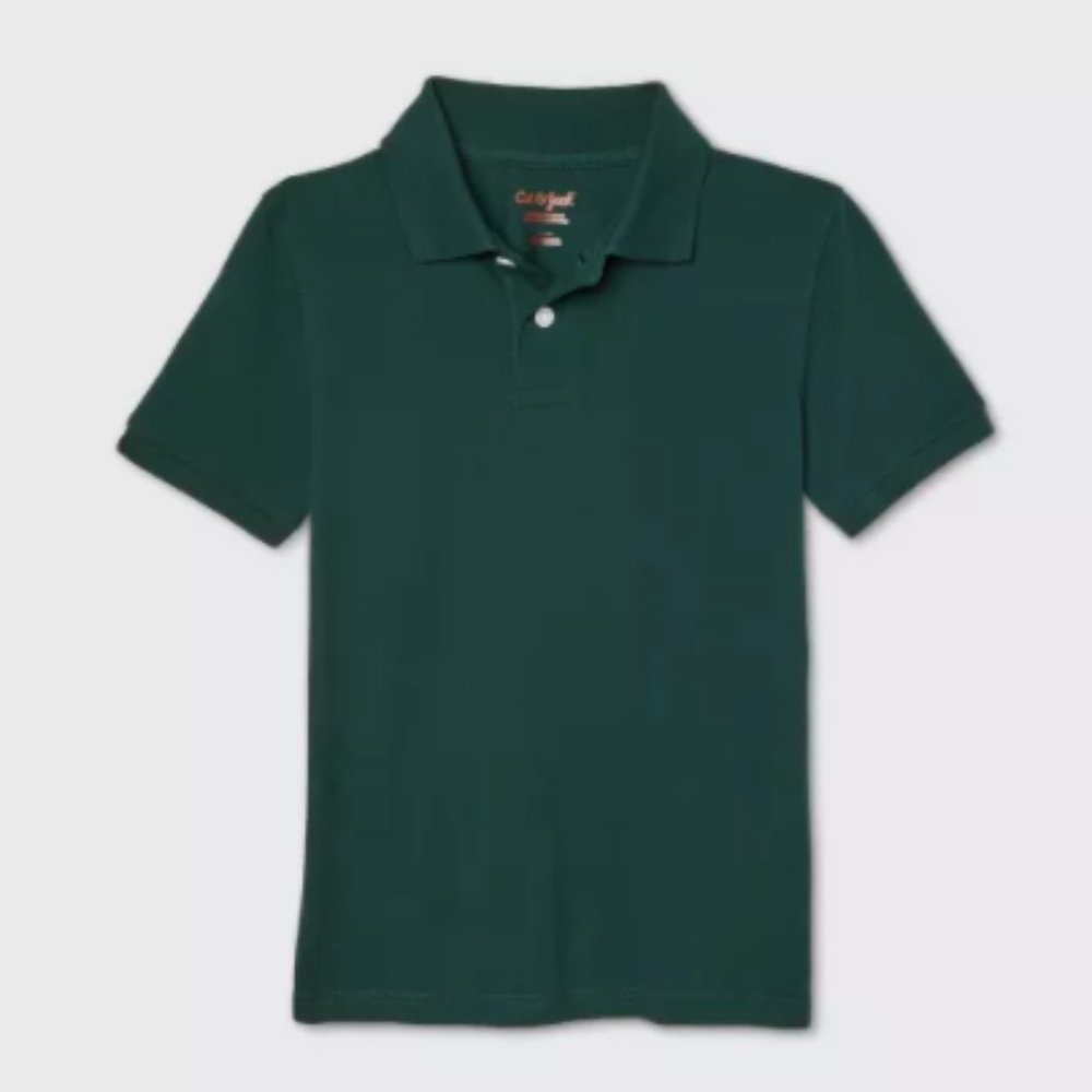 Boys' Light Dark Green Polo Uniform Shirt - Size S